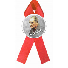 Atatürk İmzalı Fiyonk Rozet Kırmızı
