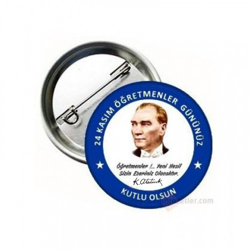 24 Kasım Öğretmenler Günü Metal Rozetleri